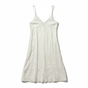 Terzo Millennio 100% Linen Slip Dress Womens S Eyelet Lace Trim